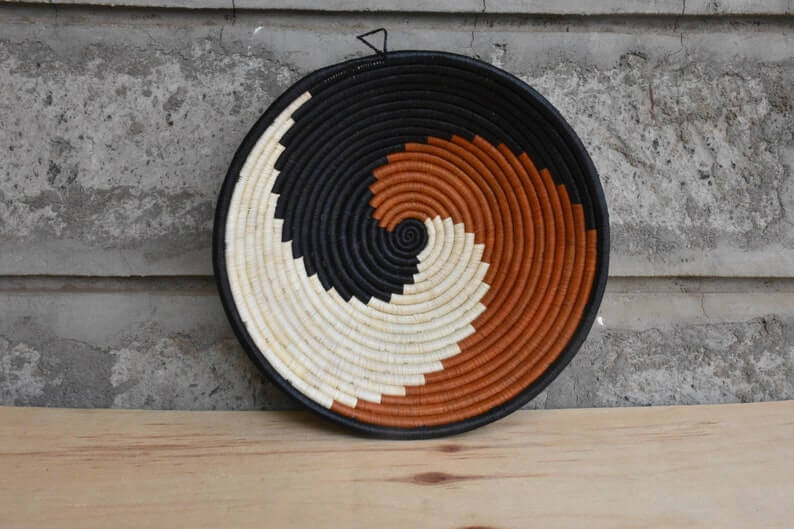 Traditional African Coiled Raffia Basket