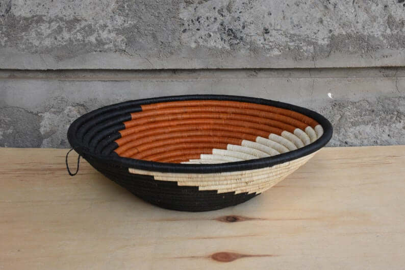 Traditional African Coiled Raffia Basket