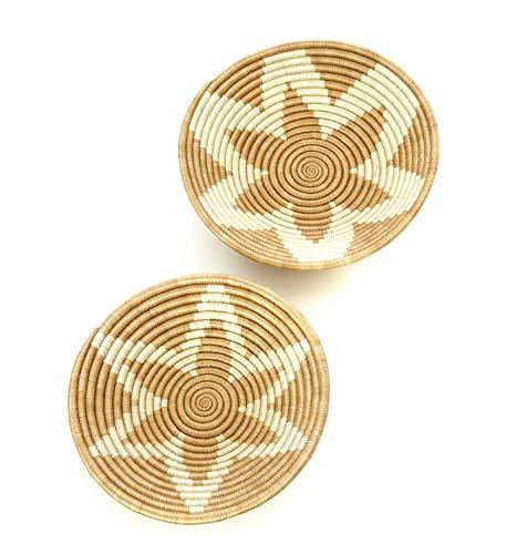 Hand woven African Coiled Raffia Basket / Rwanda wall Basket