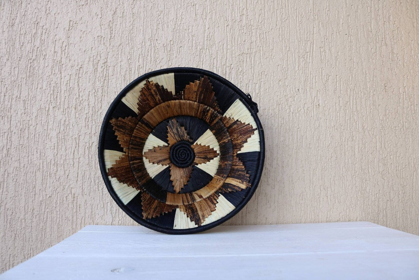 Handwoven African wall basket, Rwanda wall and fruit basket