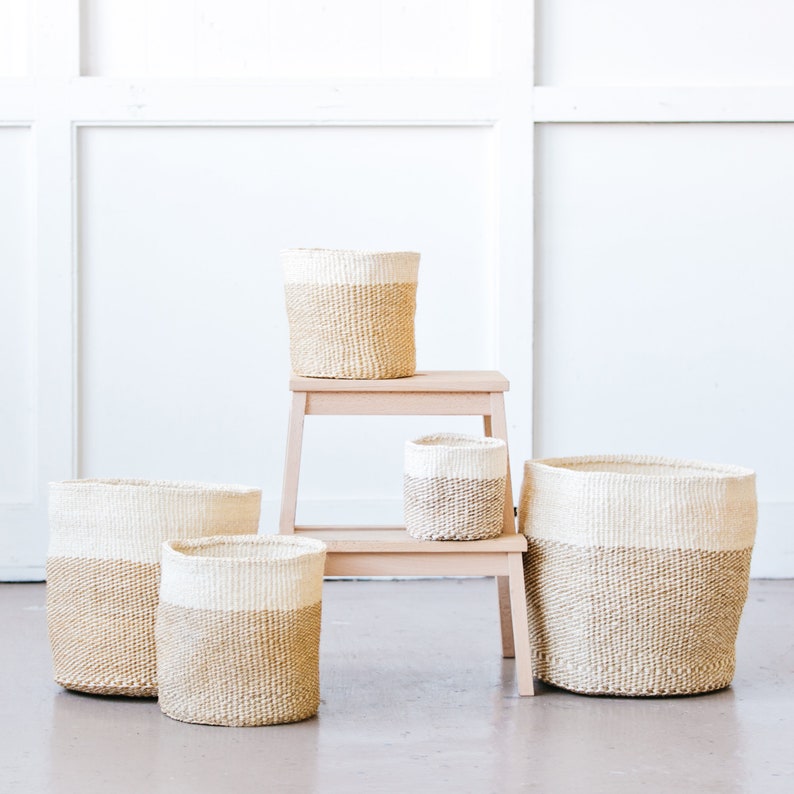 African Storage Basket / Kenya Kiondo Basket / Woven Sisal Planter