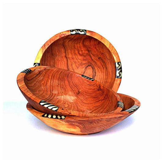 Set of Hand curved African Olive Wood Salad fruit Bowl