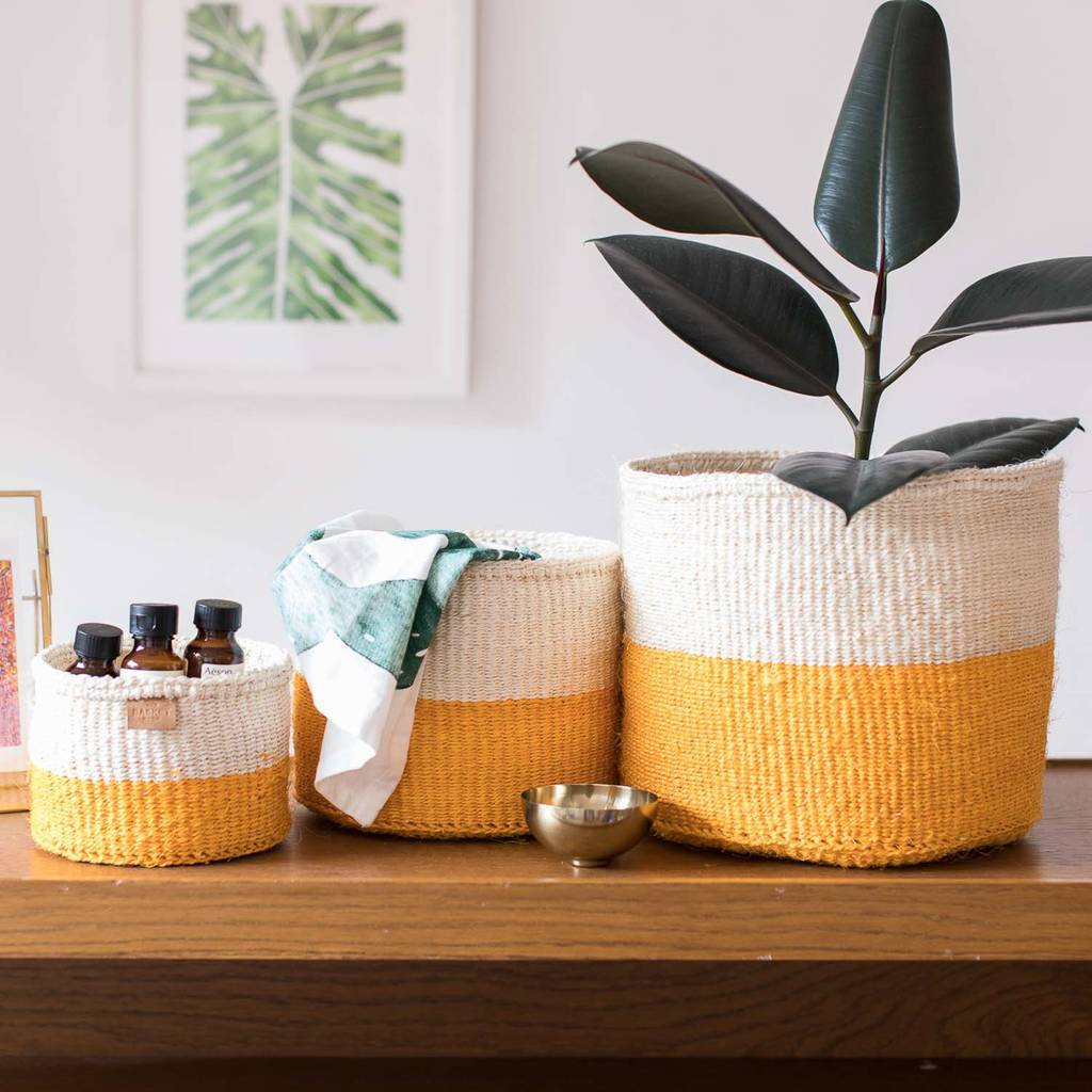 Set of African Sisal Handwoven Storage Baskets